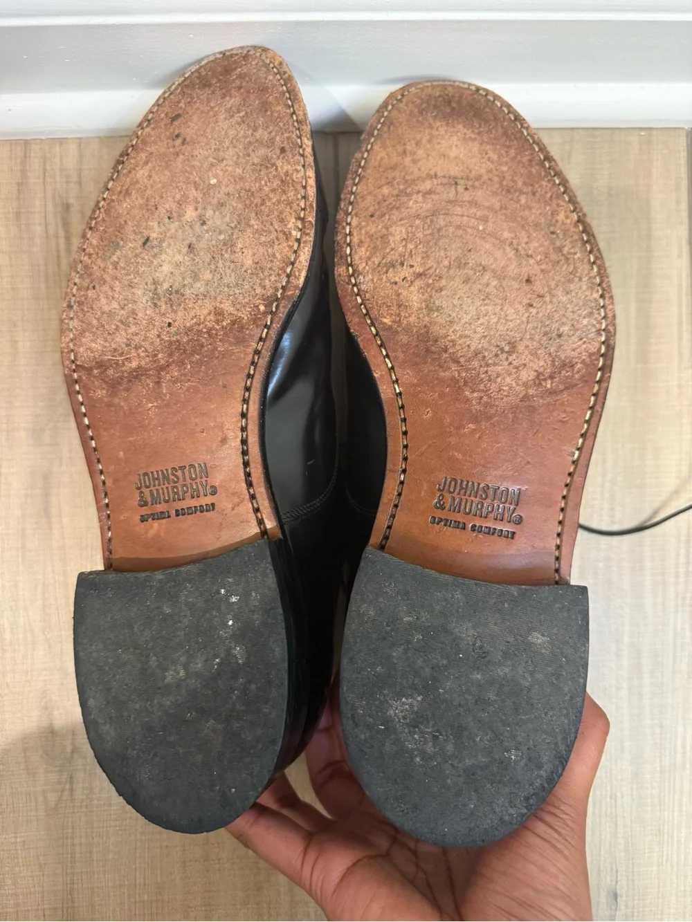 Johnston & Murphy Black Cap-Toe Oxford Dress Shoes